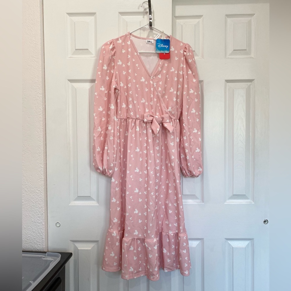 PatPat Pink Long Sleeve Wrap Midi Dress with Bow - Picture 6 of 11